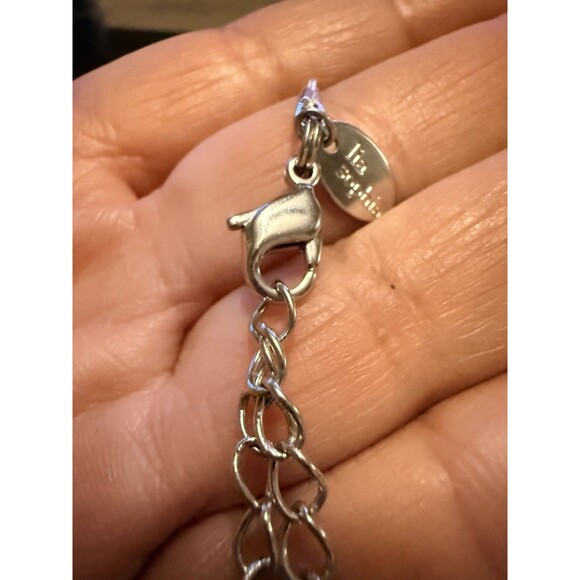 Lia Sophia Pendant Necklace Sparkling Shades Of Blue Silver Tone Snake Chain - Picture 6 of 10